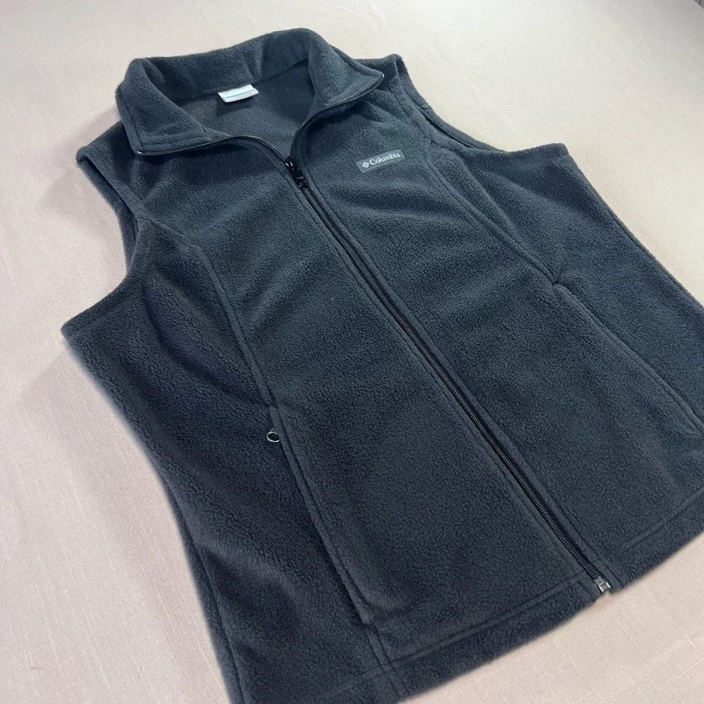 Columbia Benton Springs Women’s Large Fleece Vest Black Zip Front